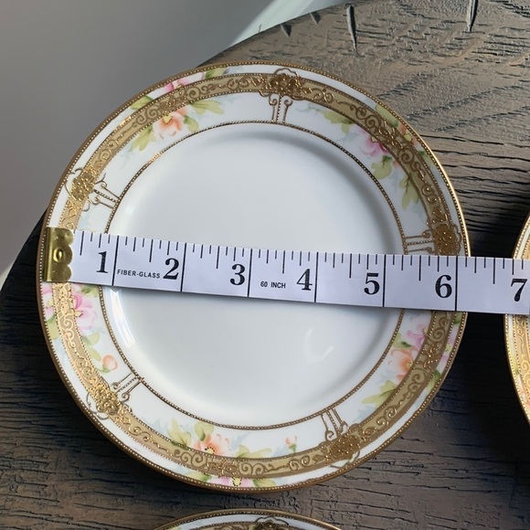 Set of 4 Handpainted Nippon White Floral Gold Rimmed Filigree 6” Bread Plates - Picture 7 of 8